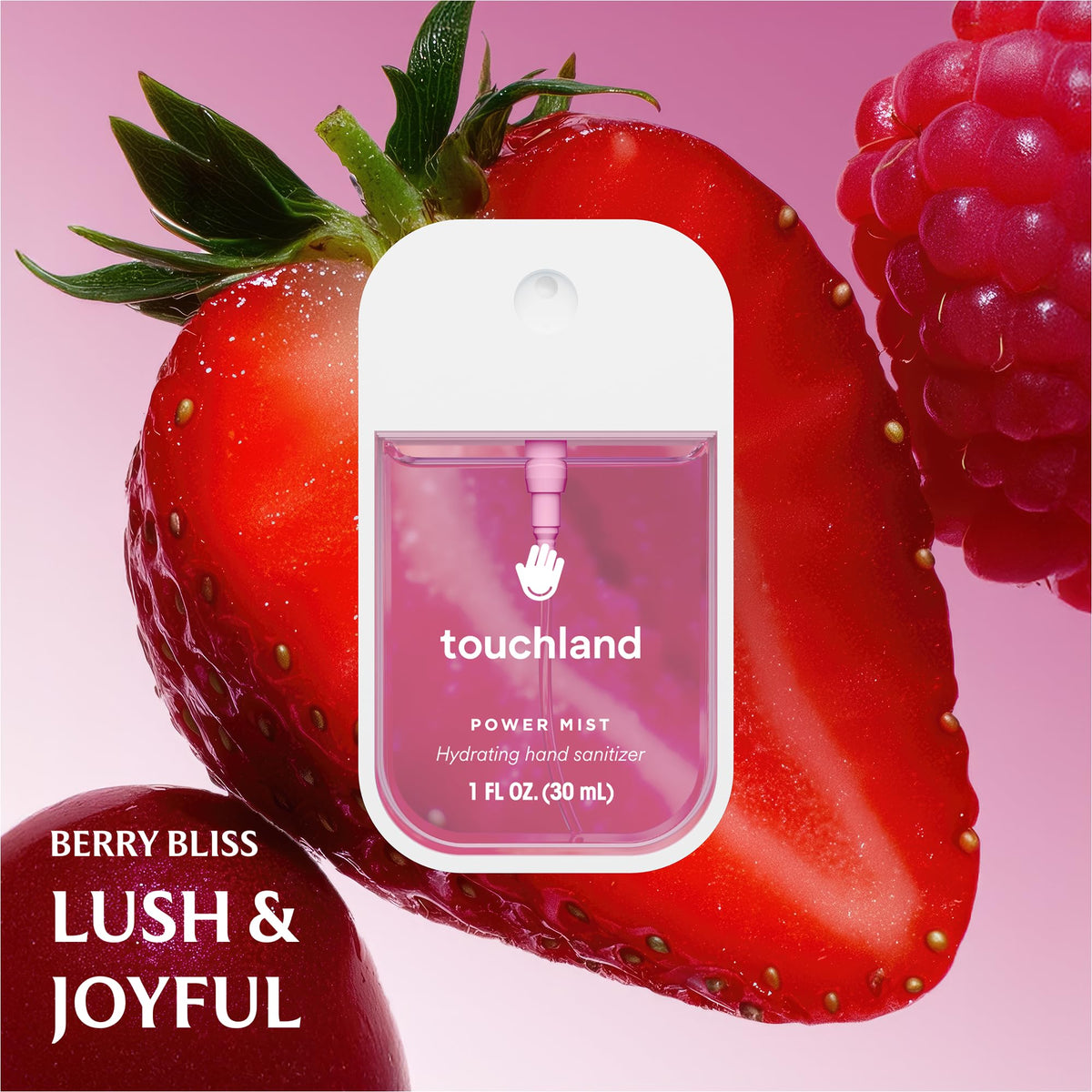 Touchland Fruity Crush travel-size packaging for easy carry and access.