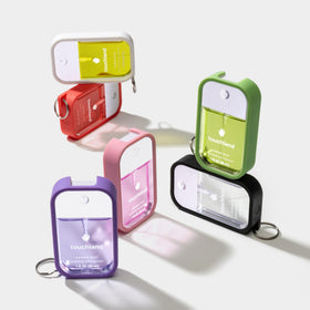 Display of 1 oz sanitizer tucked inside a protective silicone sleeve.