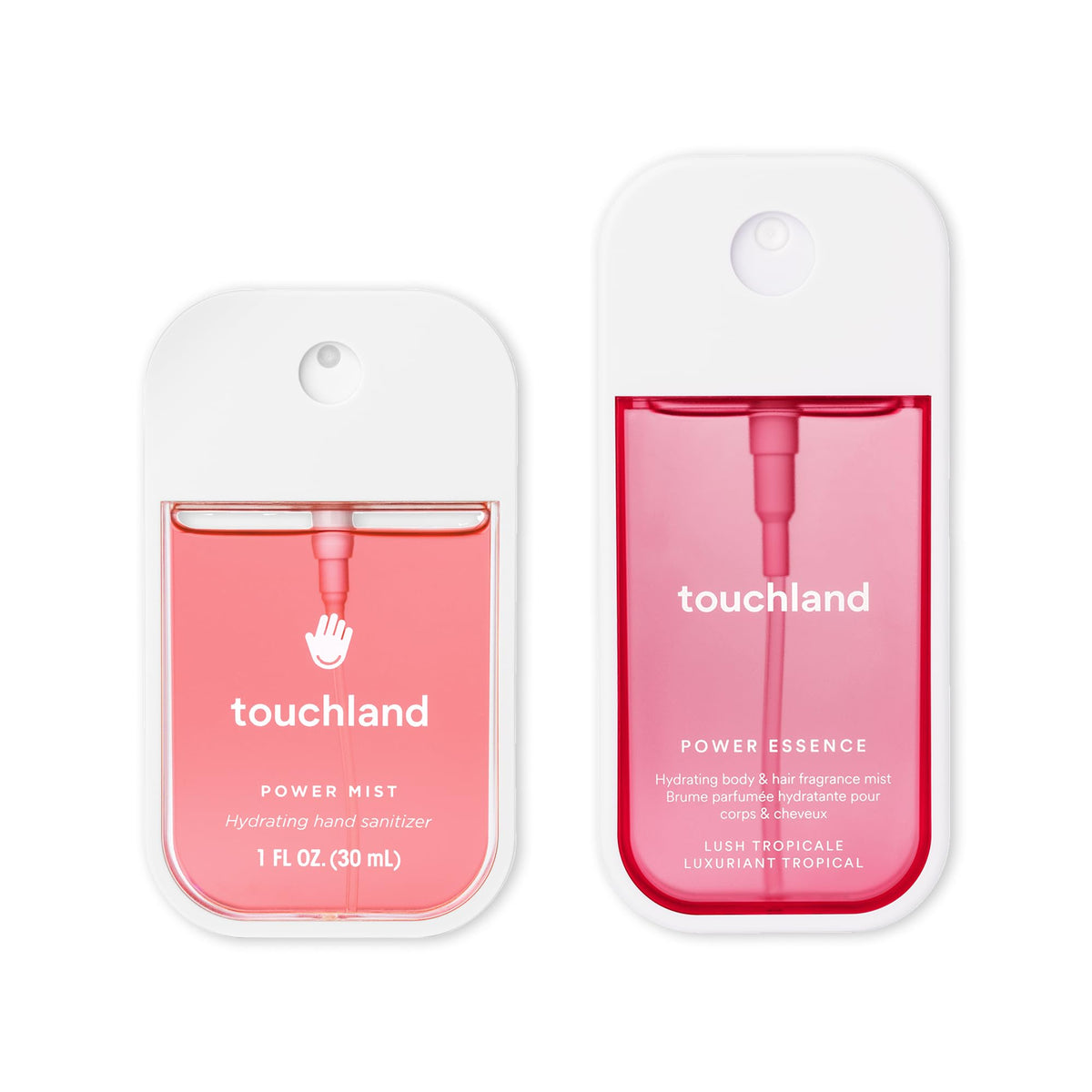 Touchland Juicy Escape bottle front showing on-the-go hydration and fresh scent.