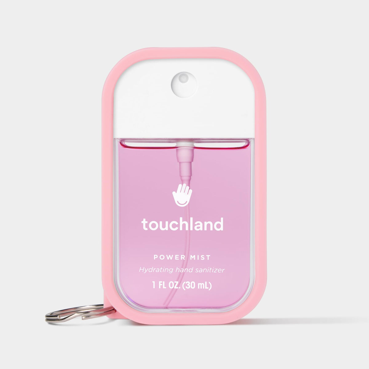 Pink Touchland case close-up shows cheerful color and easy access.