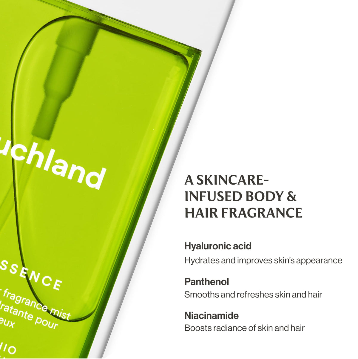 Versatile body use with hydrating, refreshing fragrance in a single mist.