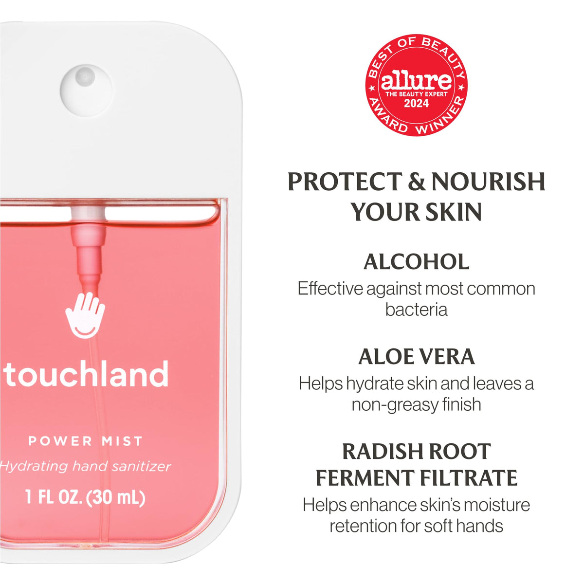 Touchland Wild Watermelon sanitizer travel-size bottle ideal for trips.