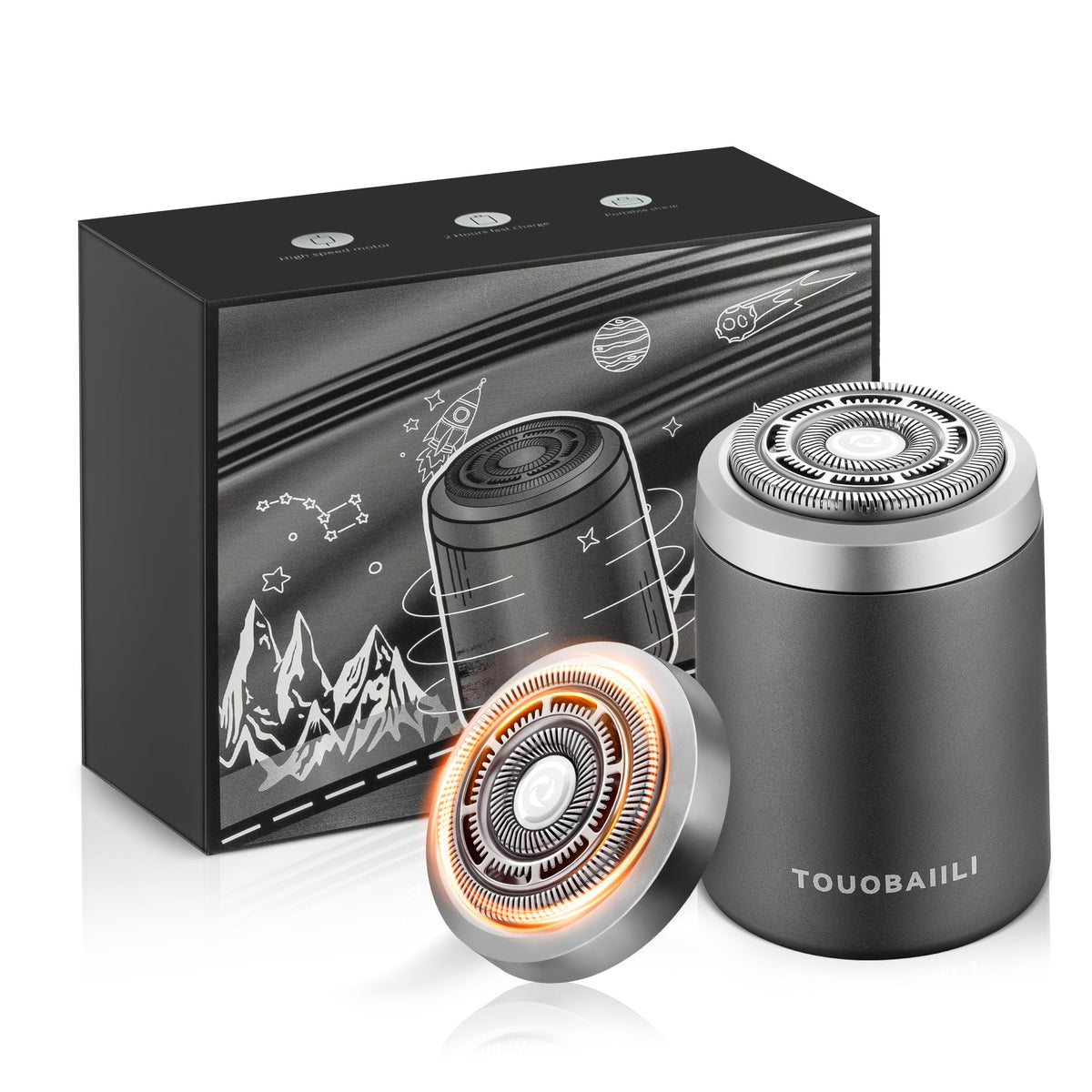 Touobaiili electric foil shaver front view for quick, comfortable daily grooming.