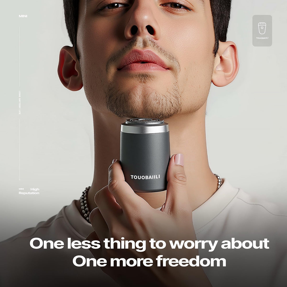 Touobaiili shaver wet/dry compatibility shown for versatile use in shower.