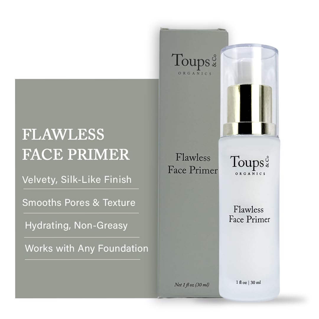 Toups & Co Flawless Face Primer bottle front showing sleek packaging for a premium base.