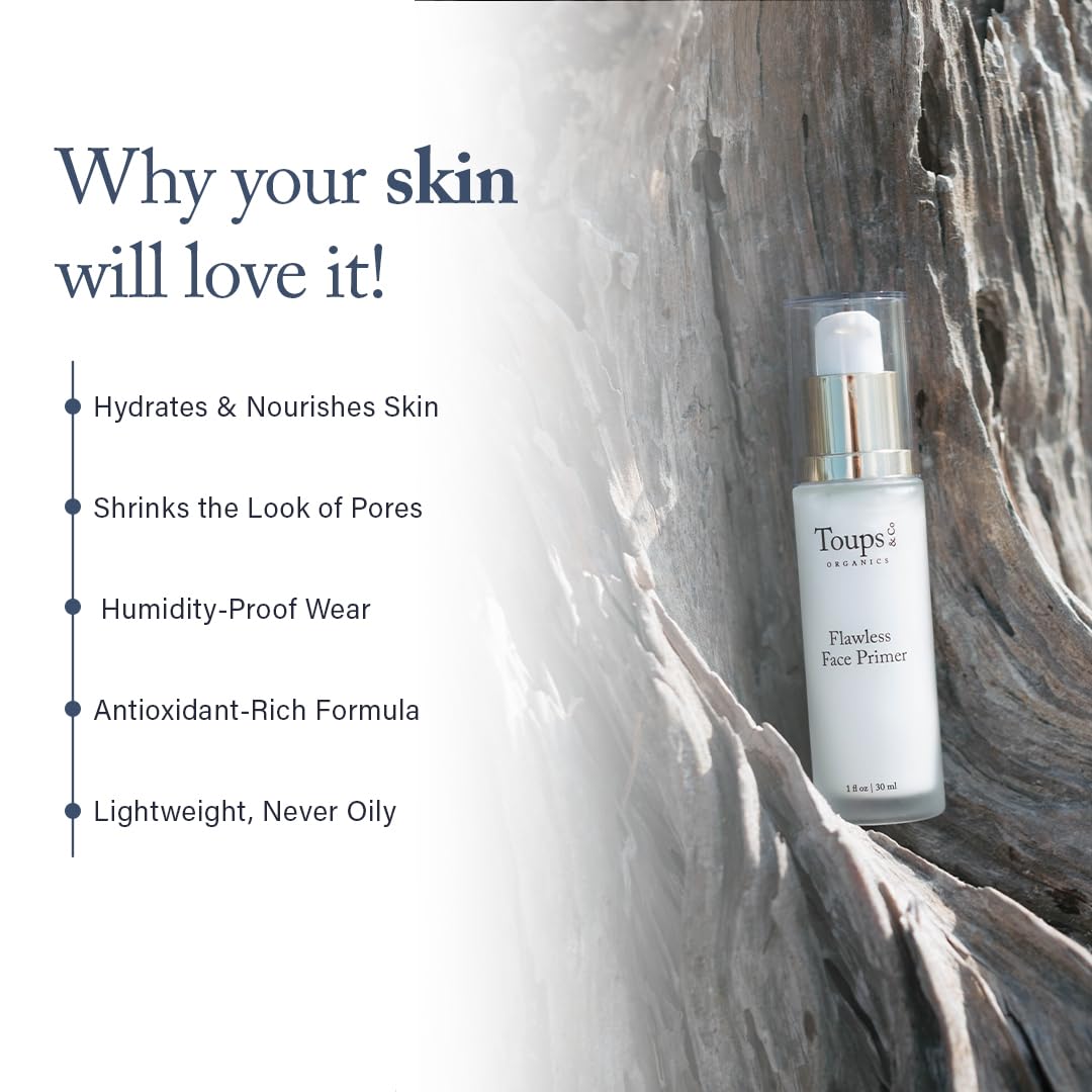 Toups & Co Flawless Face Primer pump dispenser enables effortless, quick makeup prep.