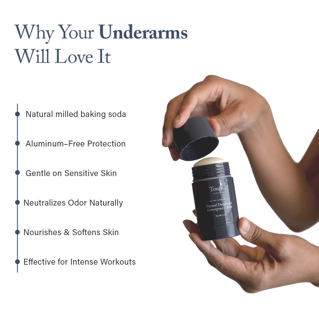 Toups and Co extra-strength deodorant balsam fir cedarwood application, smooth glide after shower.