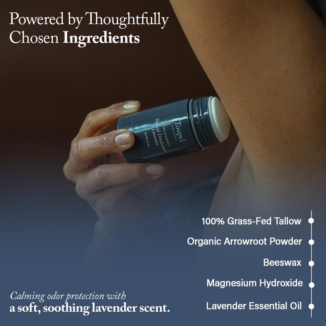 Toups & Co natural ingredients graphic with grass-fed tallow and magnesium
