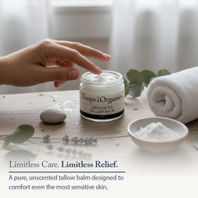 Toups and Co grass-fed tallow ingredient supports a simple skincare routine.