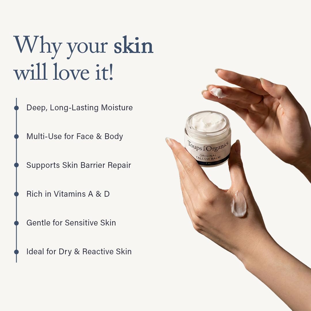 Toups & Co Tallow Balm original bottle pour—easy application for daily moisture.