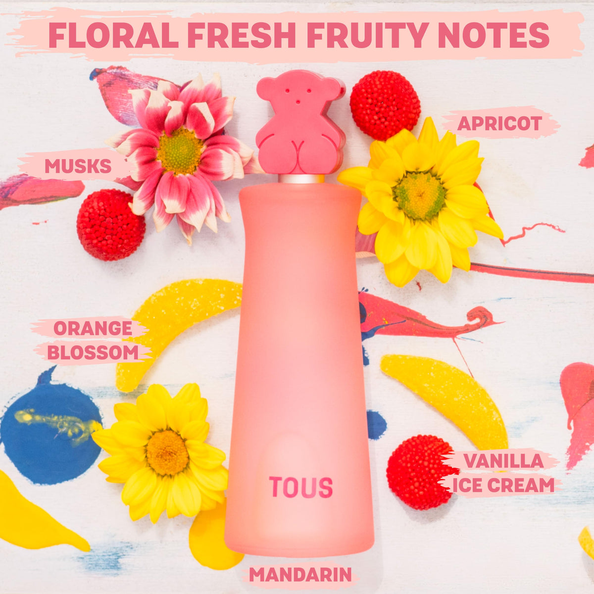 TOUS Kids Girl notes Apricot closeup, fruity brightness enhancing morning routines.