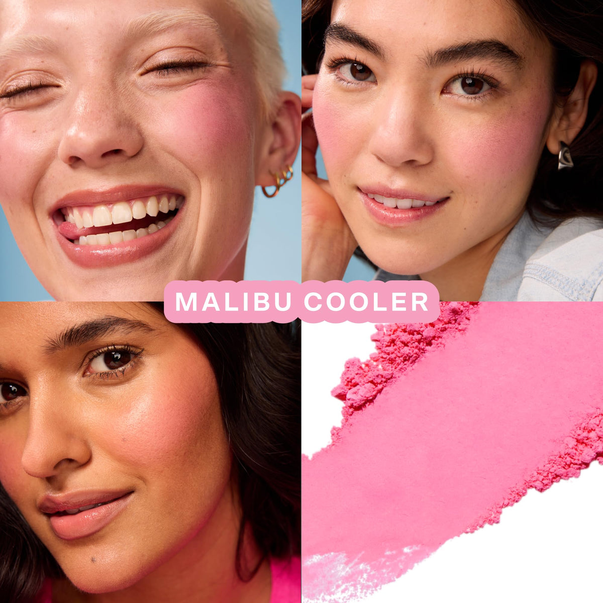 GetSet Matte Powder Blush creates a blurred skin effect with Malibu Cooler