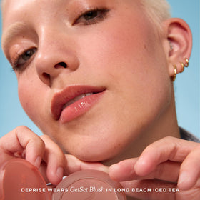 Tower 28 GetSet Matte Powder Blush Long Beach Iced Tea brush application demonstration