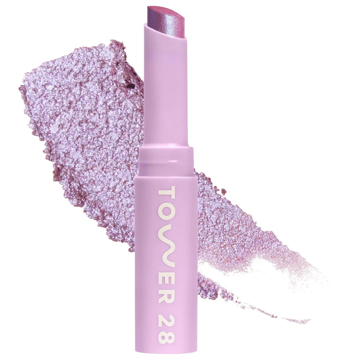 Tower 28 GoGo Cooling Shimmer Eyeshadow Stick Garden swatch for bright, long-lasting sparkle
