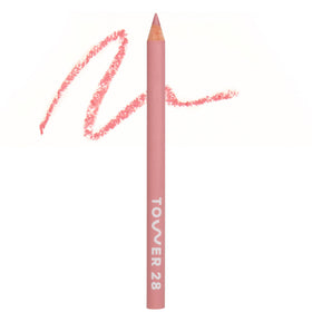 Tower 28 OneLiner Rosy Nude swatches show creamy, blendable color for lips and eyes.