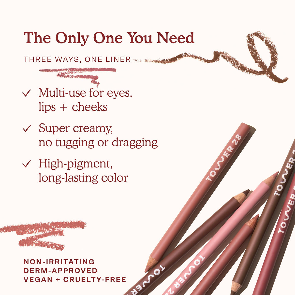 Tower 28 OneLiner cheek blush use reveals natural warmth with creamy blendability.