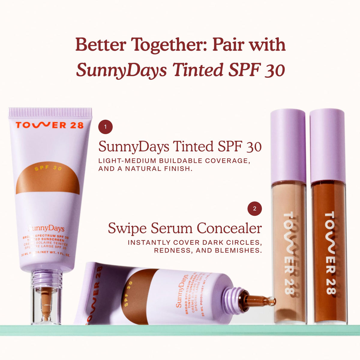 Tower 28 Swipe Serum Concealer 13 Playa warm golden tan shade swatch