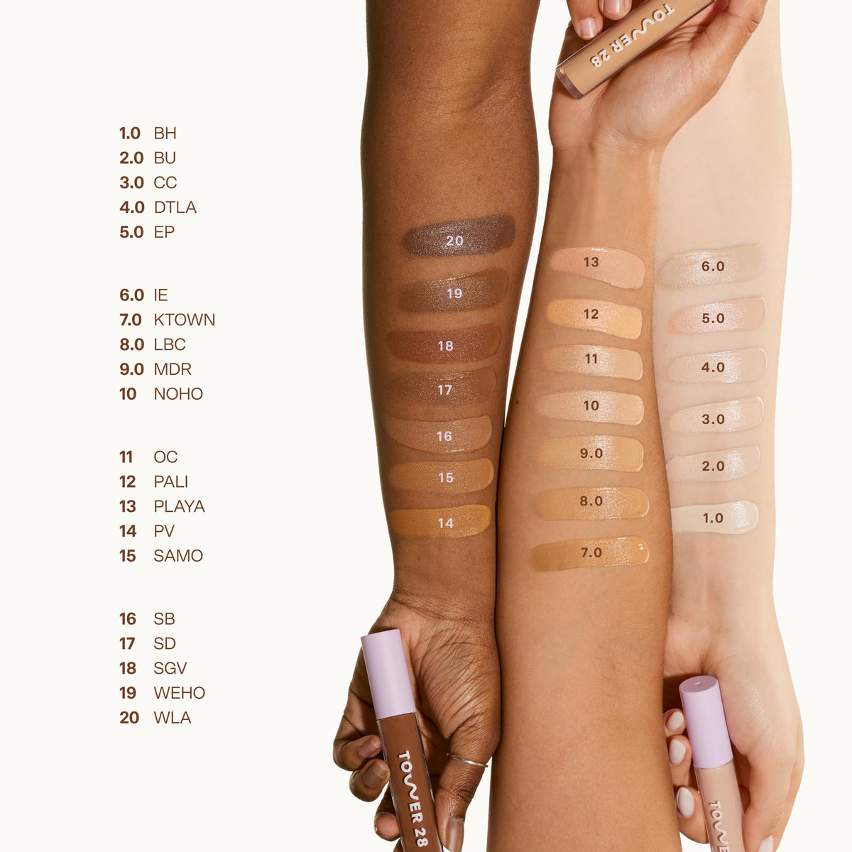 Tower 28 Swipe Serum Concealer packaging close-up emphasizes clean design
