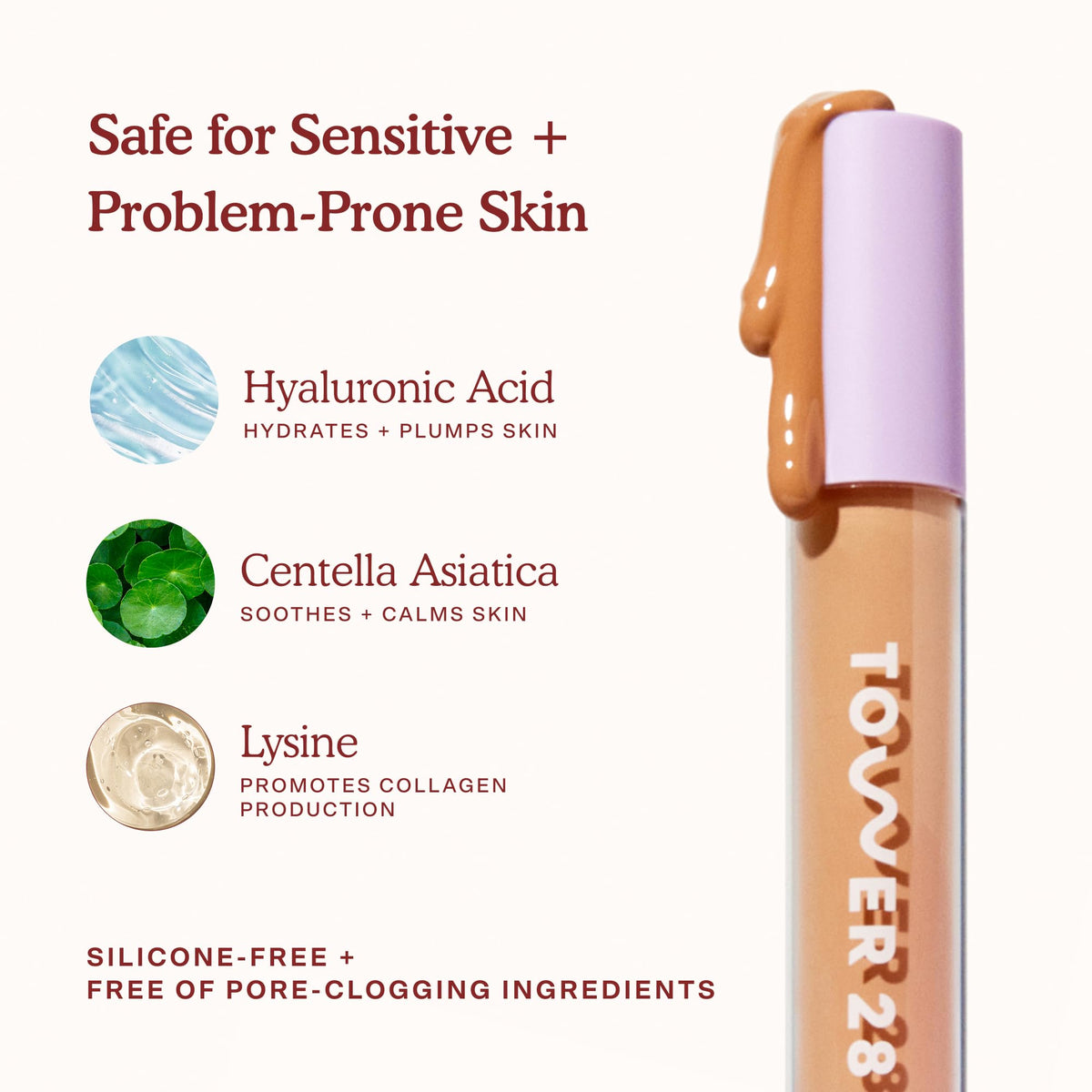 Tower 28 Swipe Serum Concealer texture close-up reveals lightweight cream