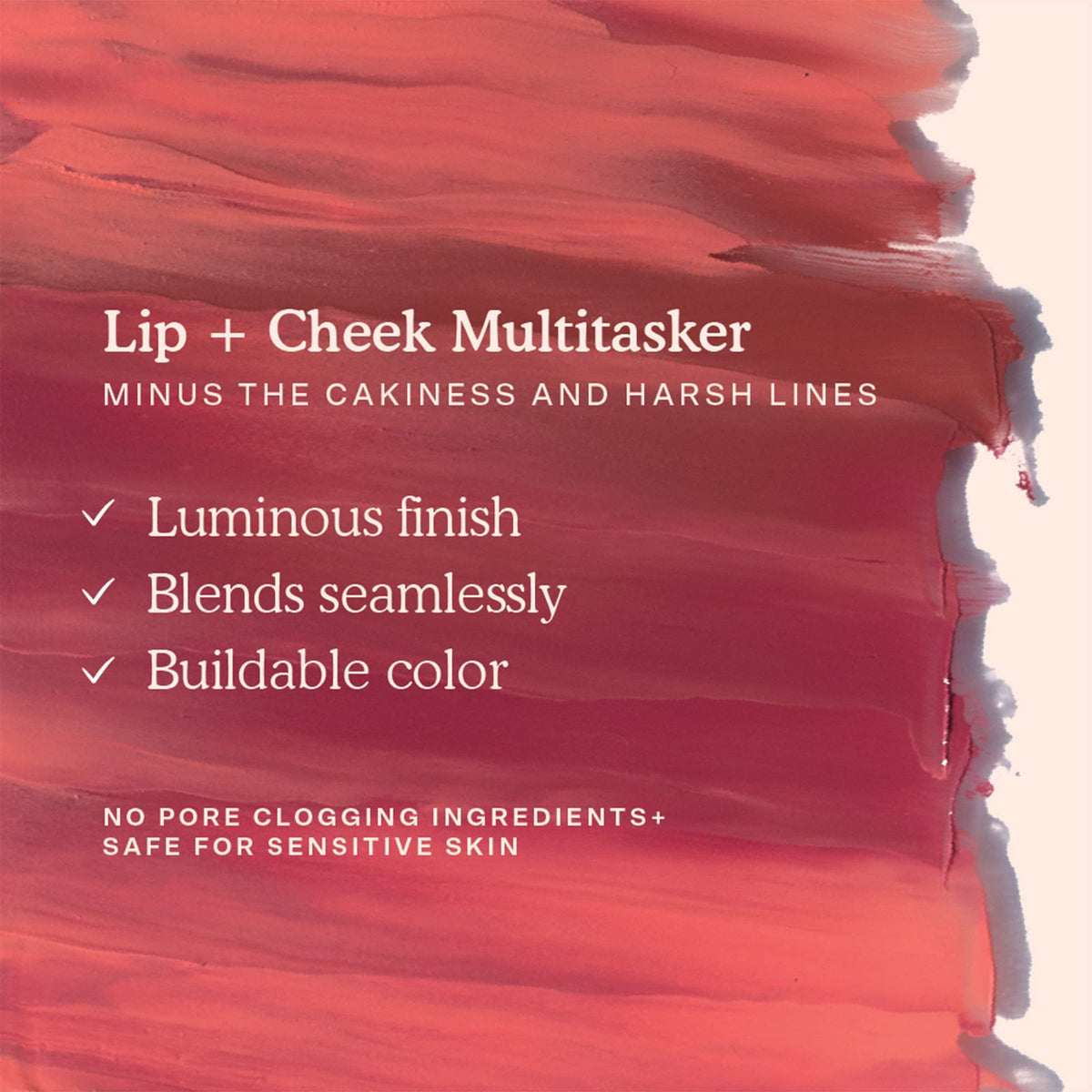 BeachPlease lip tint swatch by Tower 28 with buildable color