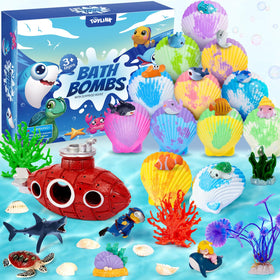 Toylink Ocean Bath Bombs showing shell with toy inside for immersive play