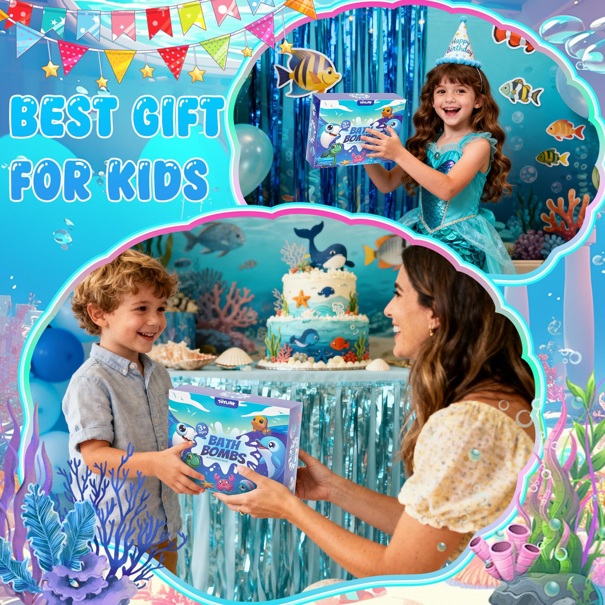 Toylink submarine toy inside bath bomb fueling imaginative pretend play