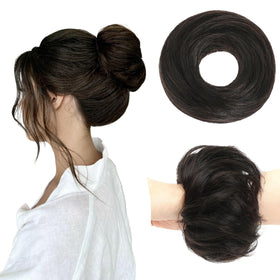 Tozoie messy bun hair piece closeup shows natural blend for seamless daily wear