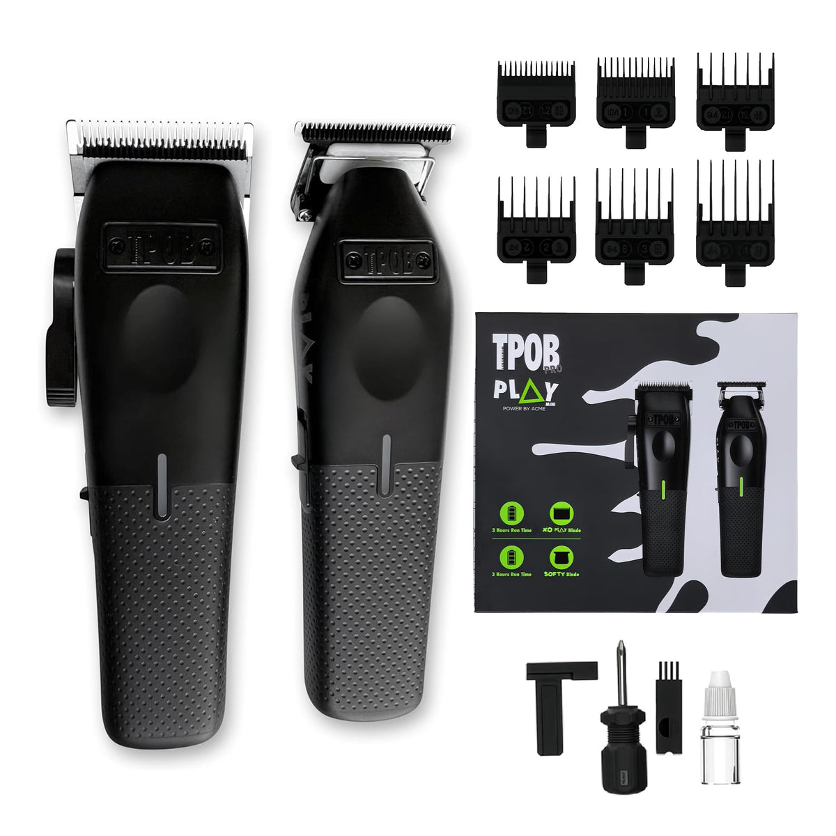 TPOB Mini Play Pro blade close-up with oil reservoir for smooth cuts.