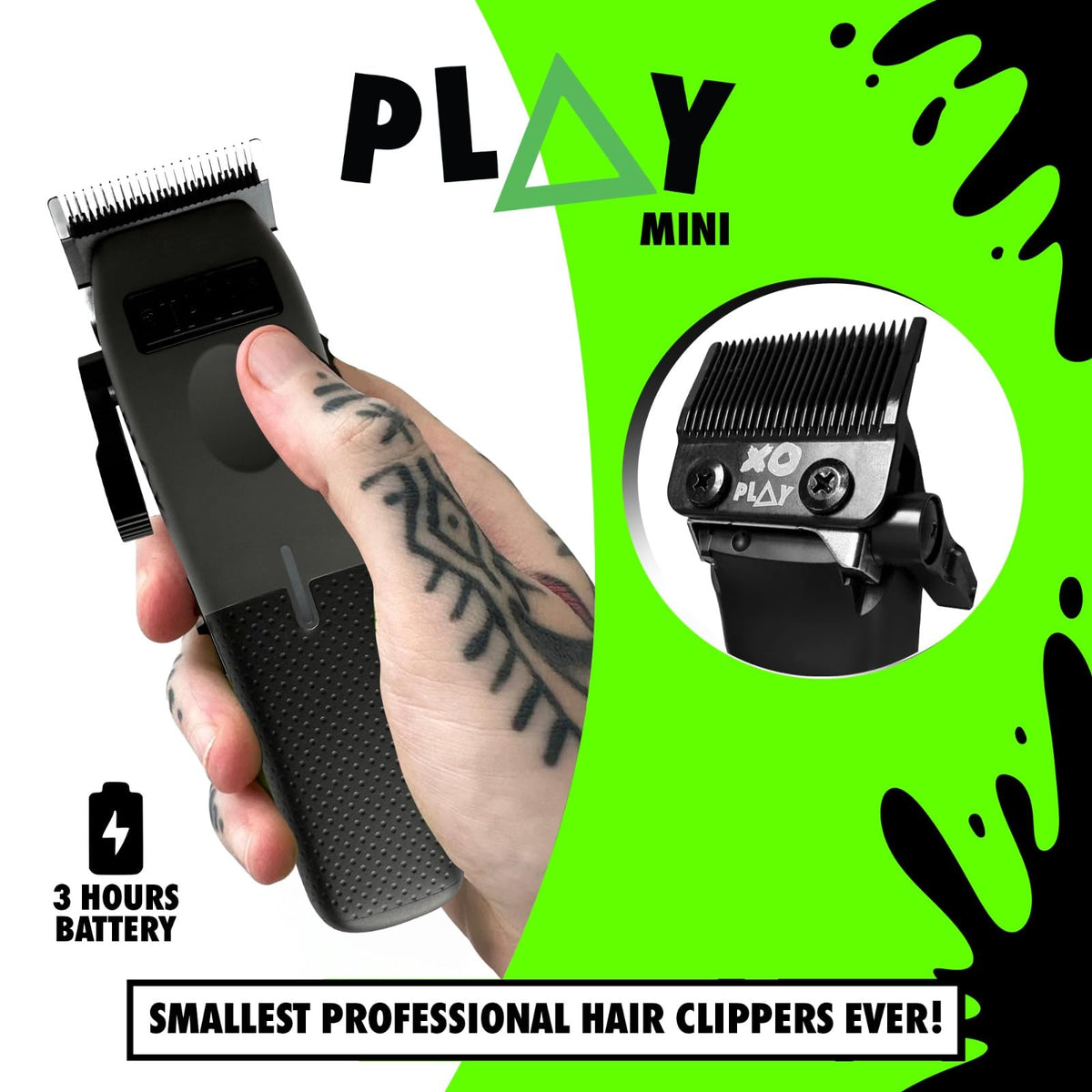 TPOB Mini Play grey oil reservoir keeps blades ready longer.