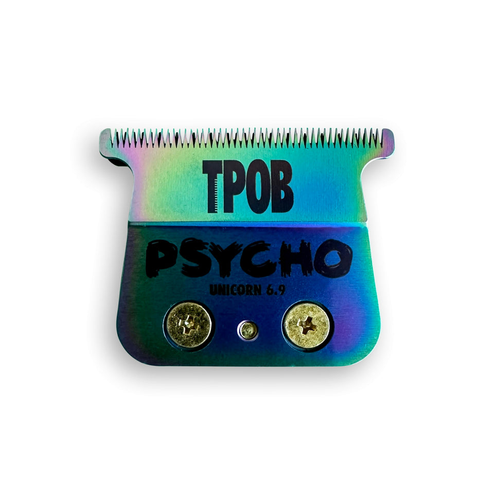 TPOB Psycho Unicorn X blade close-up showing precision edge for clean trims