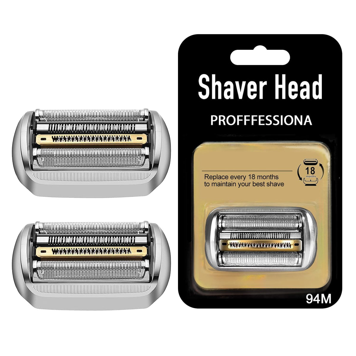 TRAH 2-pack Series 9 Pro head close-up with skin-friendly stainless mesh for a smooth shave.