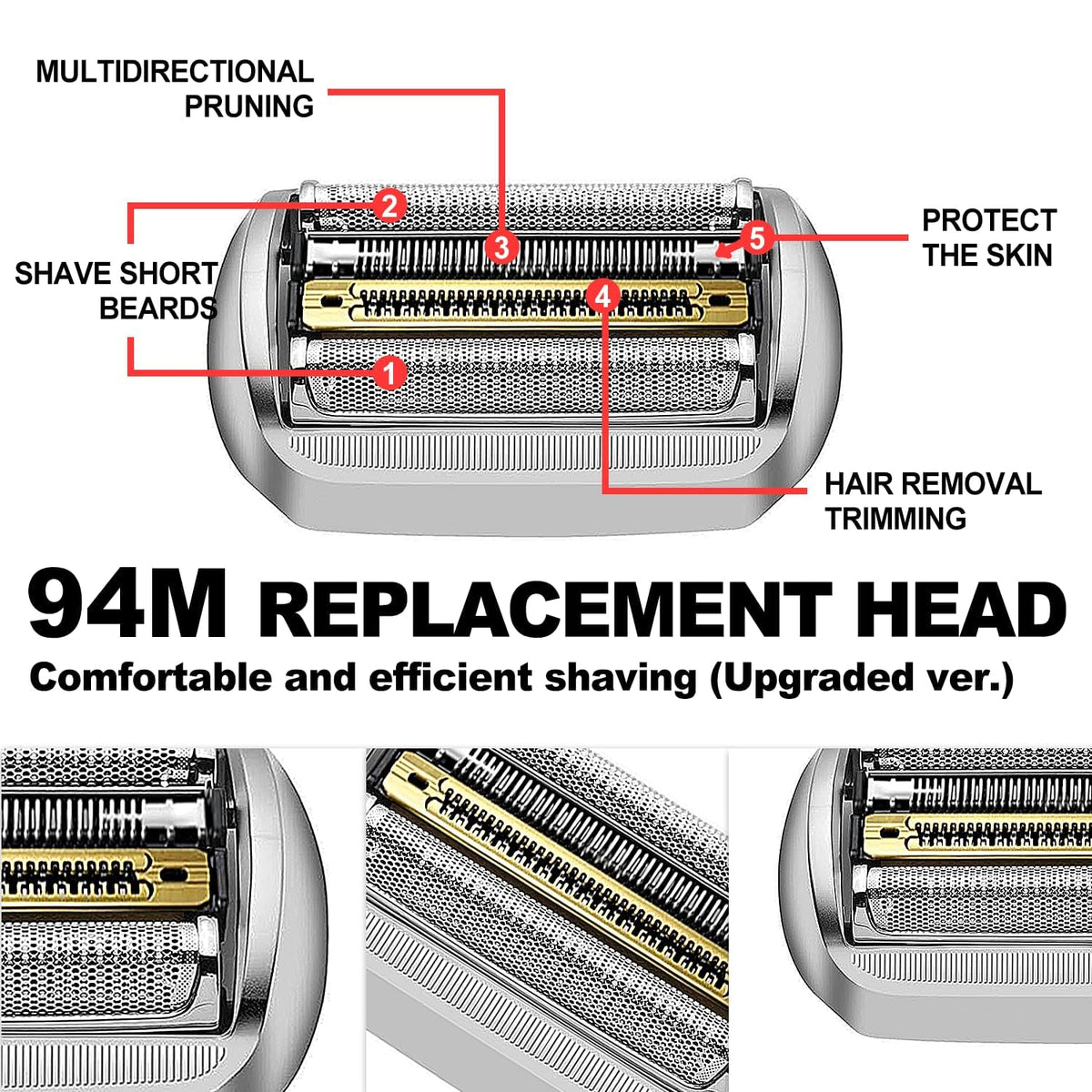 TRAH Series 9 Pro head mesh detail showcasing five-element design for efficient trimming.