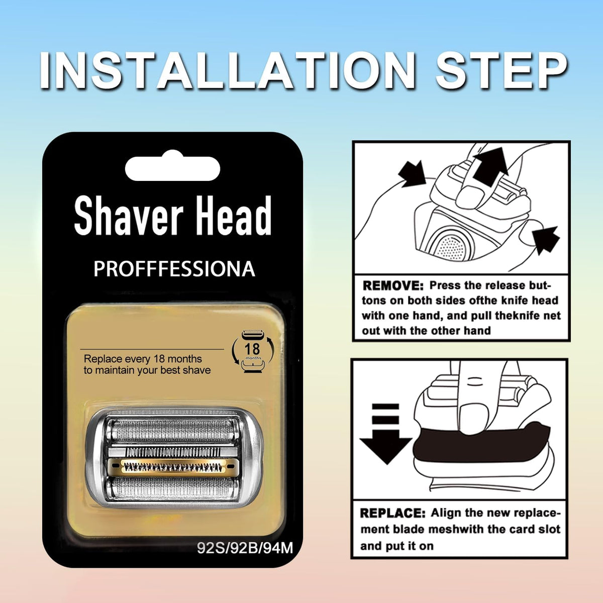 TRAH 2-pack Series 9 Pro head packaging for easy storage and setup.