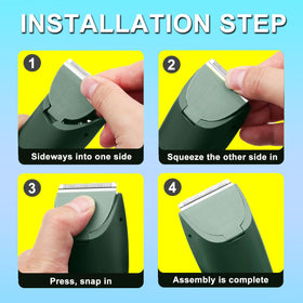 TRAH Meridian green replacement blades hand-use demonstration emphasizes user-friendly swap