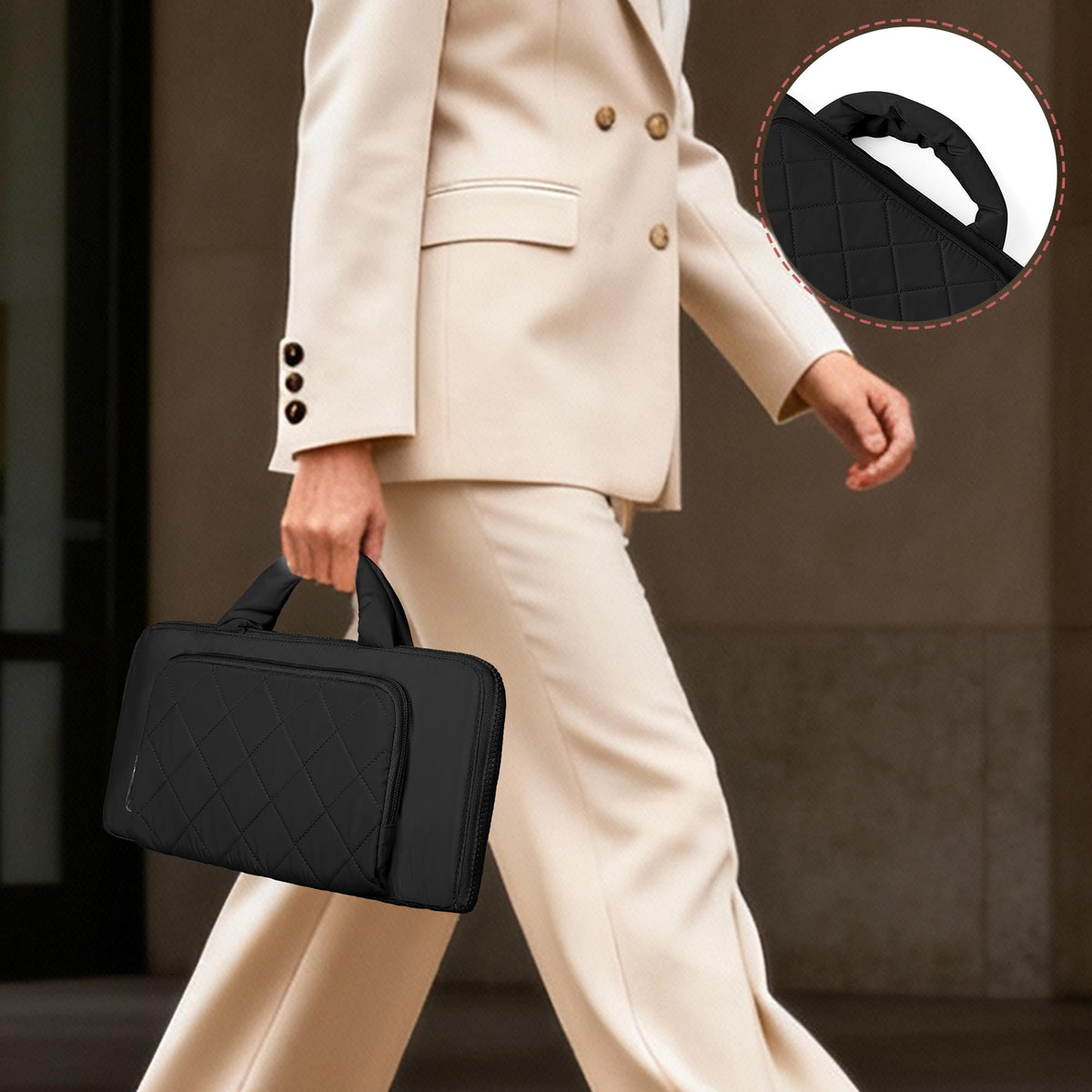 Trahzia compact bag design securely stores tools for travel.