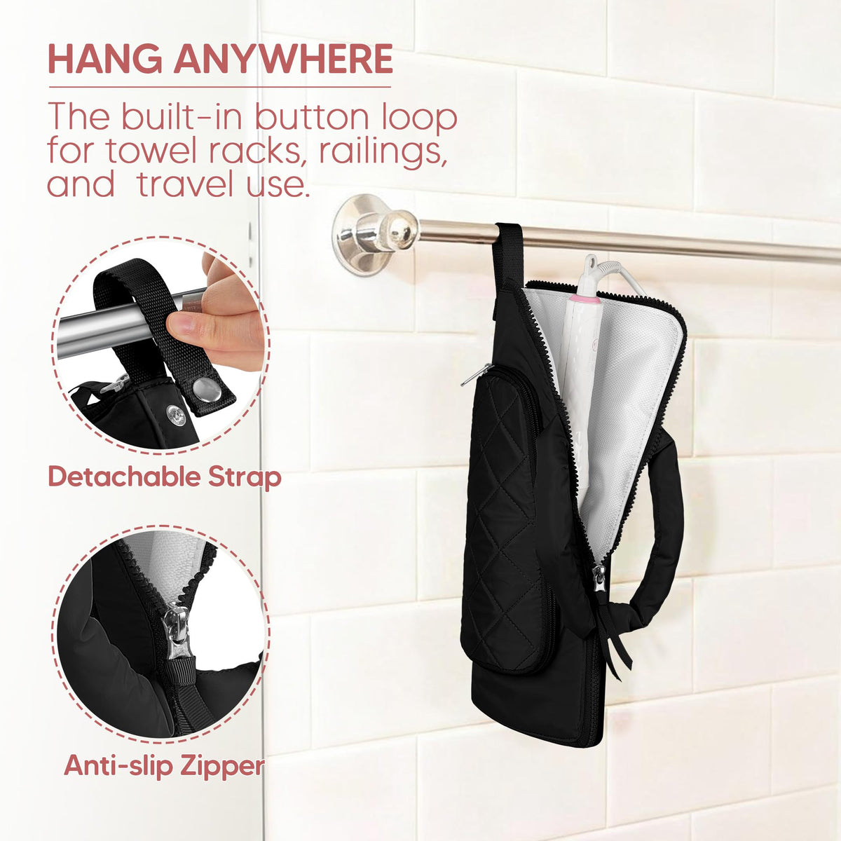 Trahzia organizer features heat-resistant lining for tool stability during use.