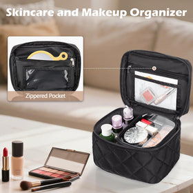 Trahzia Travel Makeup Bag dust-free closure protects belongings during travel.