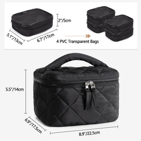 Trahzia Travel Makeup Bag four clear cases organized for easy access.