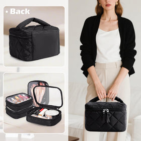 Trahzia Travel Makeup Bag quilted texture close-up showing premium craftsmanship.