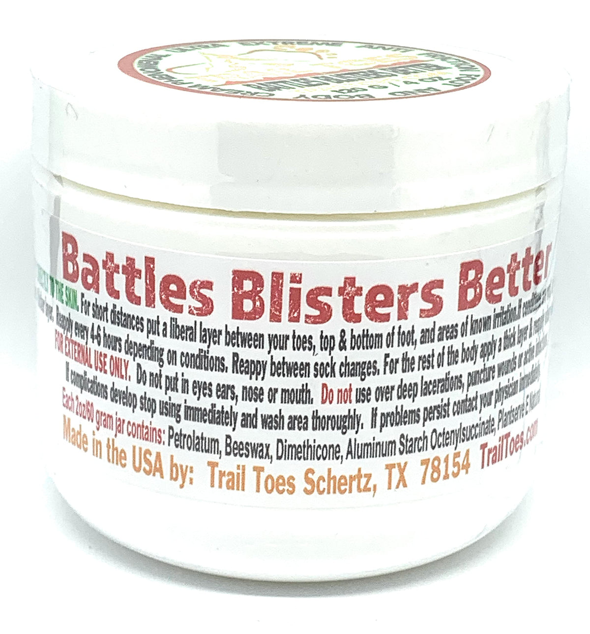 Applying Trail Toes cream on heels to protect against friction