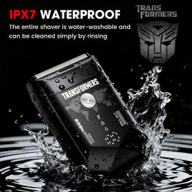 Transformers electric foil shaver LED display closeup reveals battery status at a glance