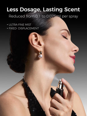 Travalo AQUA fine mist nozzle delivers even fragrance spray.