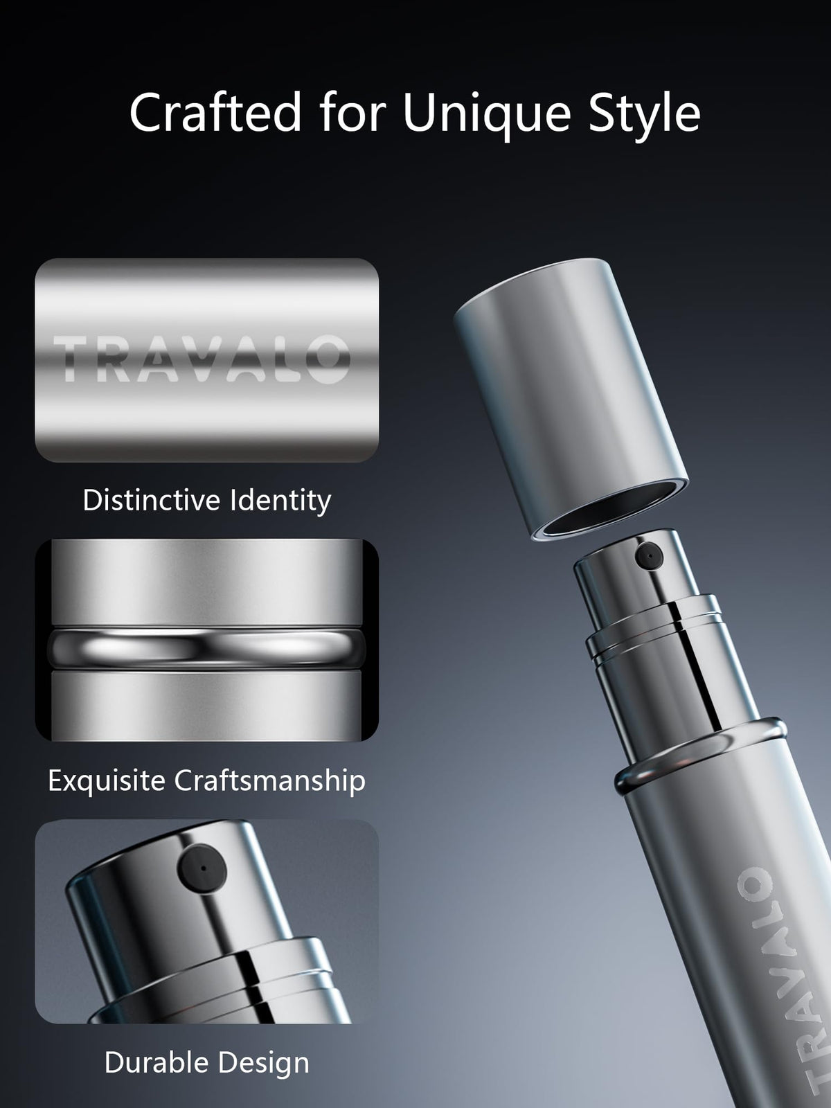 Travalo easy-refill fine-mist nozzle provides smooth application with minimal waste