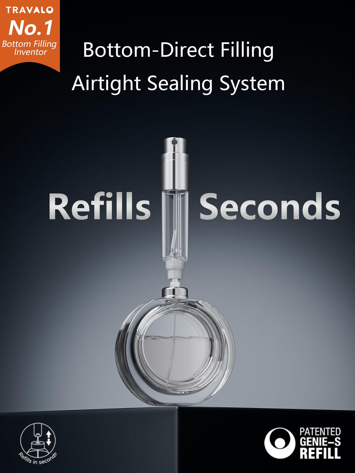 Travalo ESSENTI BLACK bottom-filling design enables quick refills.