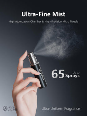 Travalo ESSENTI BLACK leak-resistant design keeps fragrance secure during travel.