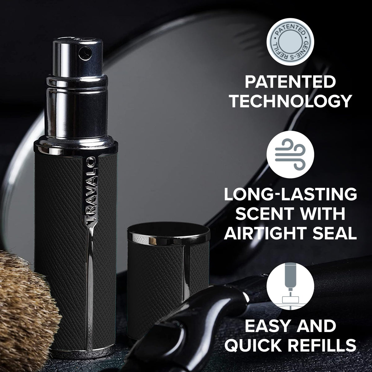 Travalo Milano airtight vial minimizes evaporation and spills in a compact bottle.