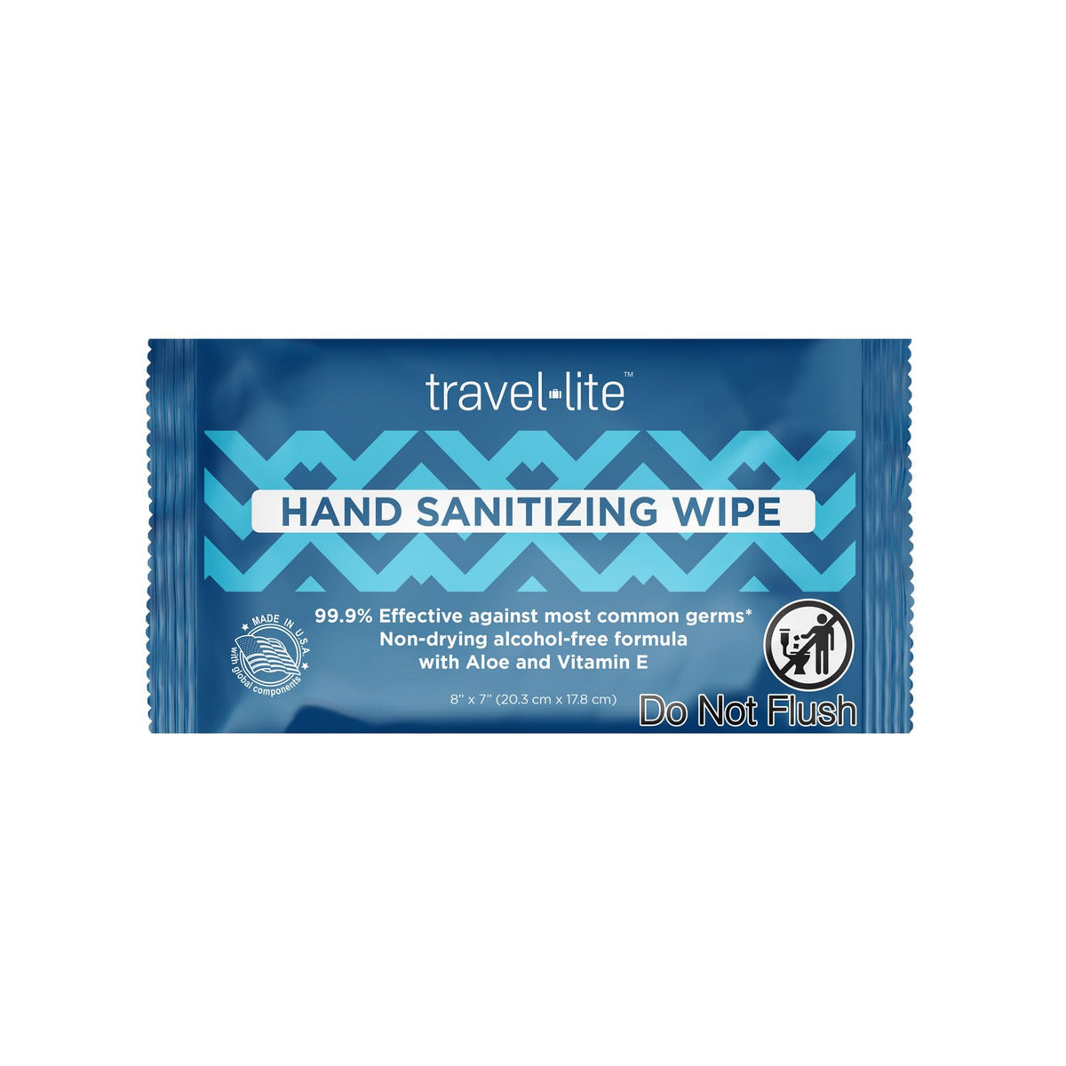 Travel Lite hand wipes with aloe vera showing moisturizing action for daily cleansing.