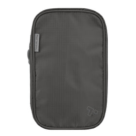 Travelon Compact Hanging Toiletry Kit top zip pocket keeps small items organized for travel.
