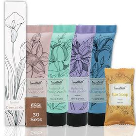 TravelWell mint shampoo bottle for hotel guest bathroom, easy restock