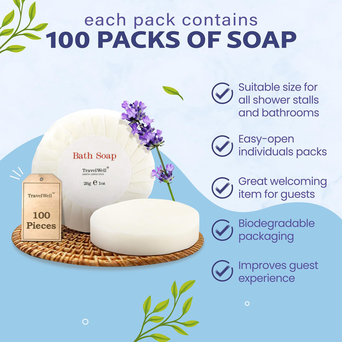 Travelwell travel mini soap 1oz, perfect for guest kits on the go.